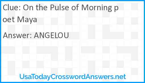On the Pulse of Morning poet Maya Answer