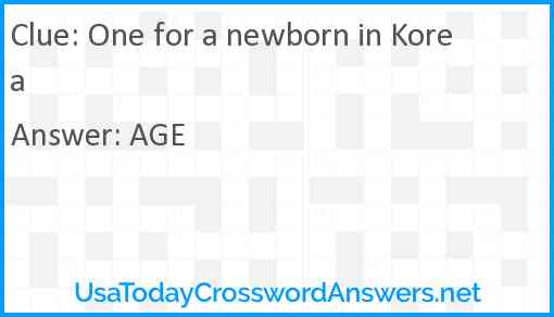One for a newborn in Korea Answer
