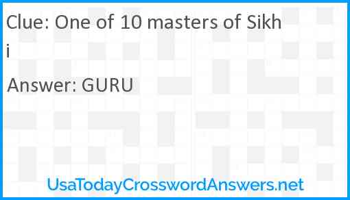 One of 10 masters of Sikhi Answer