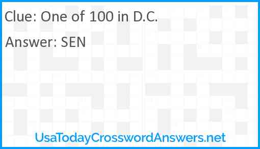 One of 100 in D.C. Answer
