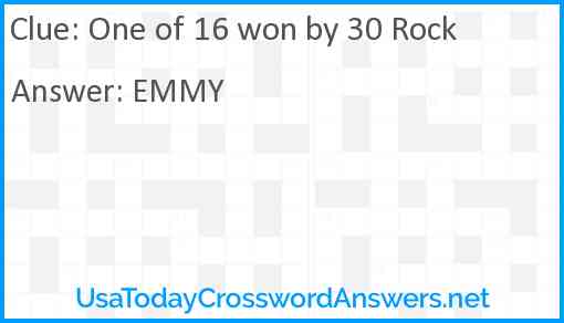 One of 16 won by 30 Rock Answer
