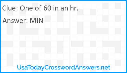 One of 60 in an hr. Answer