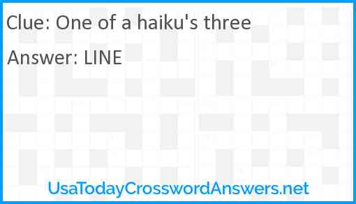 One of a haiku's three Answer