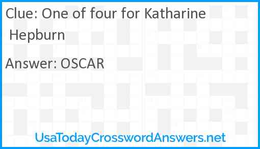 One of four for Katharine Hepburn Answer