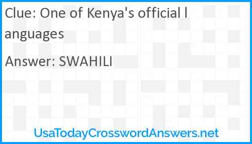 One of Kenya's official languages Answer