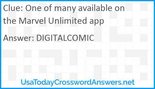 One of many available on the Marvel Unlimited app Answer
