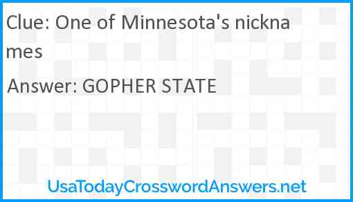 One of Minnesota's nicknames Answer