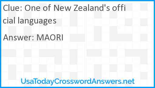 One of New Zealand's official languages Answer