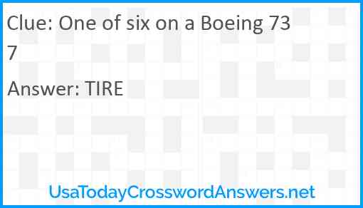 One of six on a Boeing 737 Answer