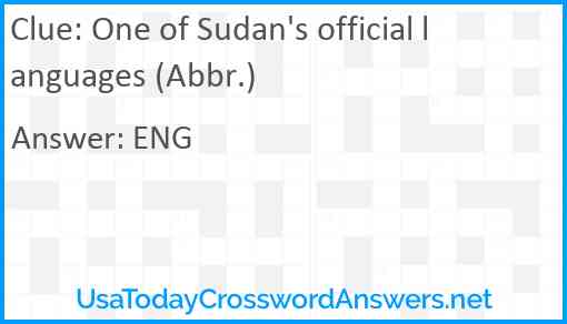 One of Sudan's official languages (Abbr.) Answer