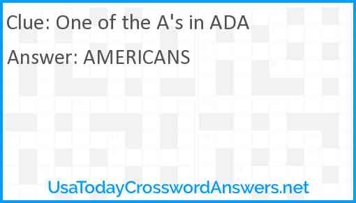 One of the A's in ADA Answer