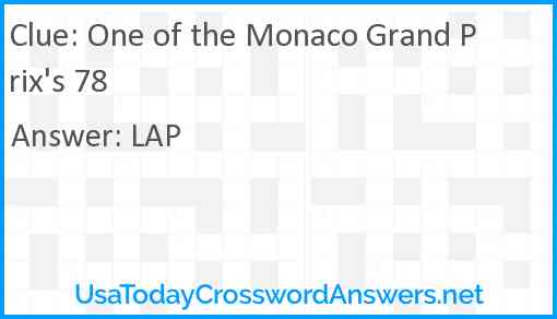 One of the Monaco Grand Prix's 78 Answer