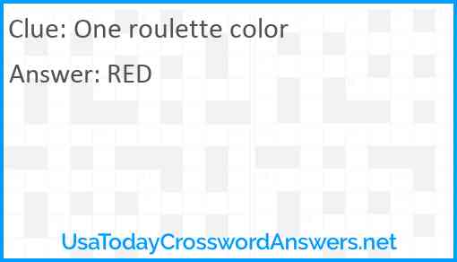 One roulette color Answer