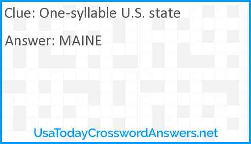 One-syllable U.S. state Answer