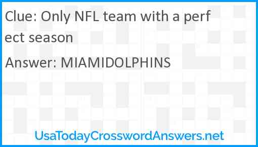 Only NFL team with a perfect season Answer