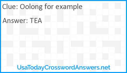Oolong for example Answer