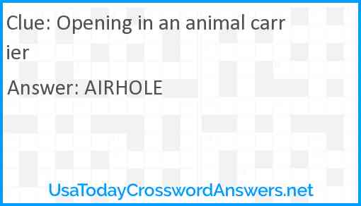 Opening in an animal carrier Answer
