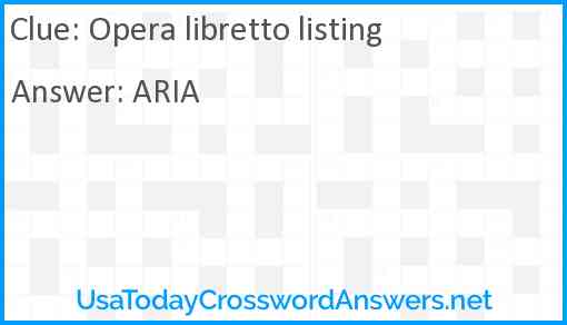 Opera libretto listing Answer