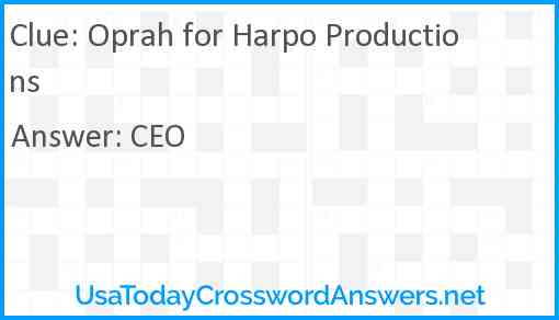 Oprah for Harpo Productions Answer