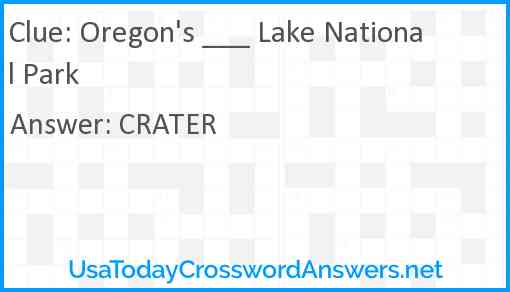 Oregon's ___ Lake National Park Answer