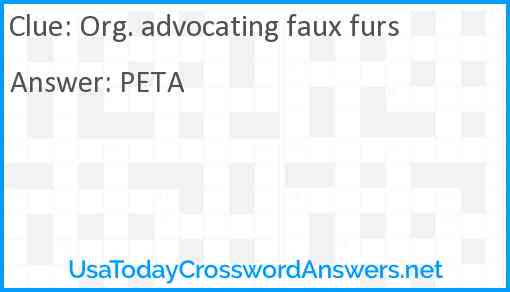 Org. advocating faux furs Answer