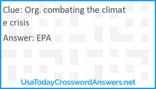 Org. combating the climate crisis Answer