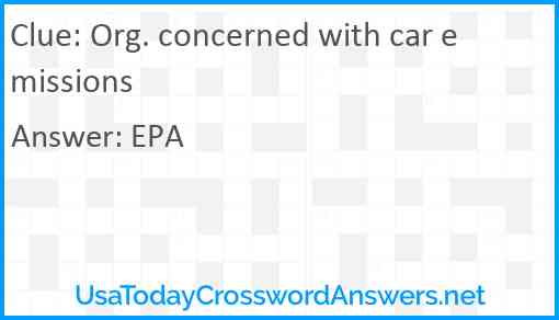 Org. concerned with car emissions Answer