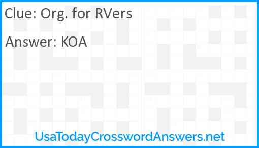 Org. for RVers Answer