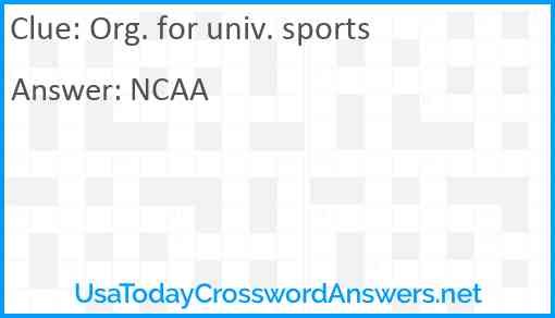 Org. for univ. sports Answer