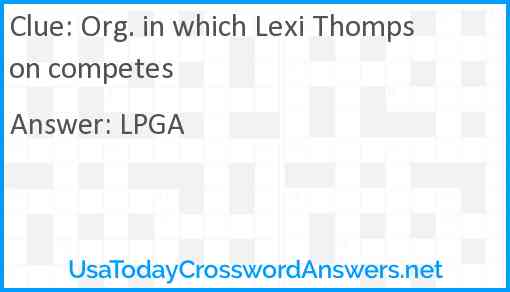 Org. in which Lexi Thompson competes Answer