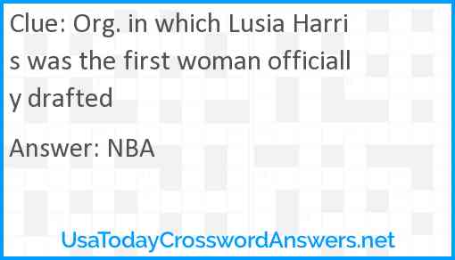 Org. in which Lusia Harris was the first woman officially drafted Answer