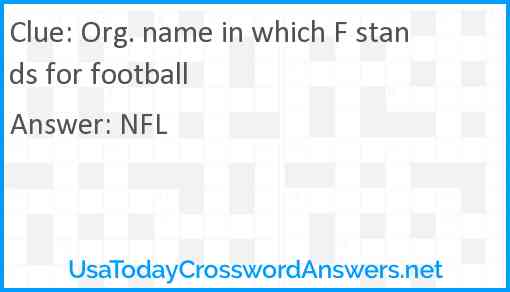 Org. name in which F stands for football Answer