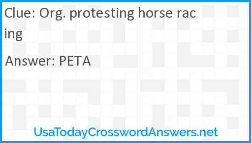 Org. protesting horse racing Answer