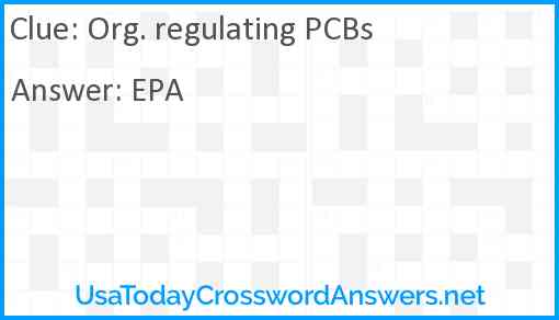 Org. regulating PCBs Answer