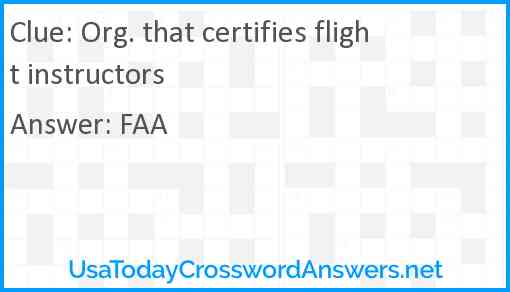Org. that certifies flight instructors Answer