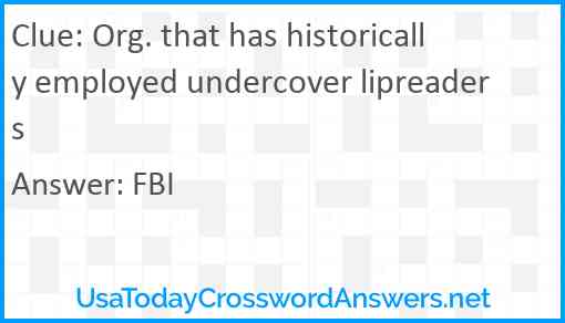 Org. that has historically employed undercover lipreaders Answer