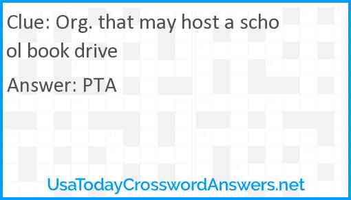 Org. that may host a school book drive Answer