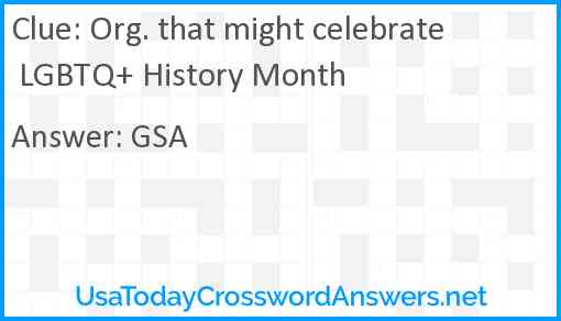Org. that might celebrate LGBTQ+ History Month Answer