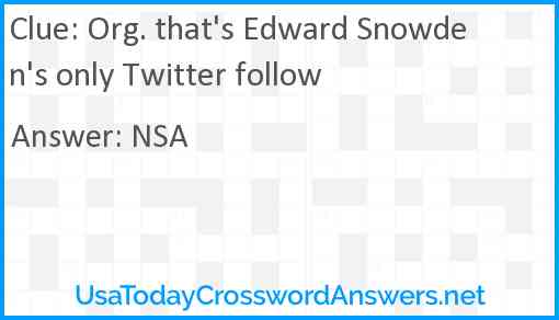 Org. that's Edward Snowden's only Twitter follow Answer