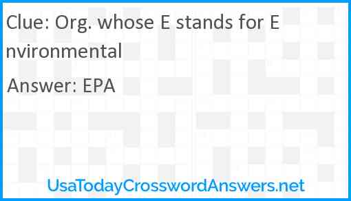 Org. whose E stands for Environmental Answer