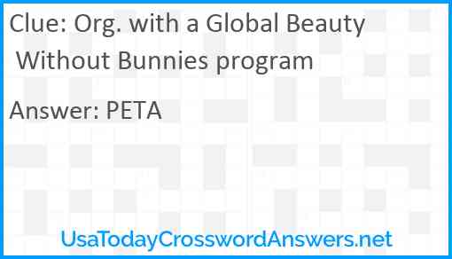 Org. with a Global Beauty Without Bunnies program Answer