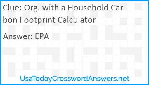 Org. with a Household Carbon Footprint Calculator Answer