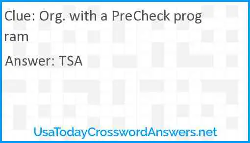 Org. with a PreCheck program Answer