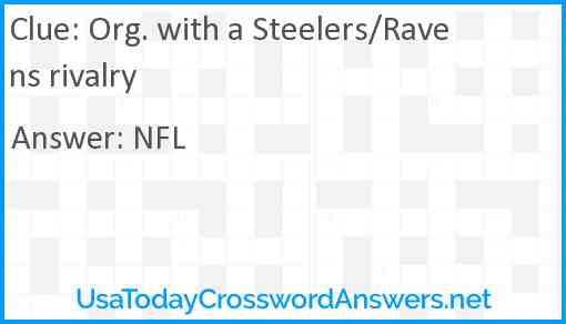 Org. with a Steelers/Ravens rivalry Answer