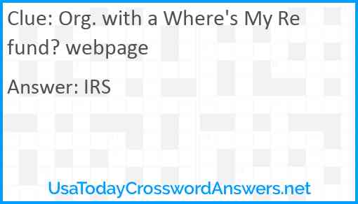 Org. with a Where's My Refund? webpage Answer
