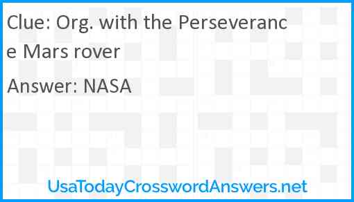 Org. with the Perseverance Mars rover Answer