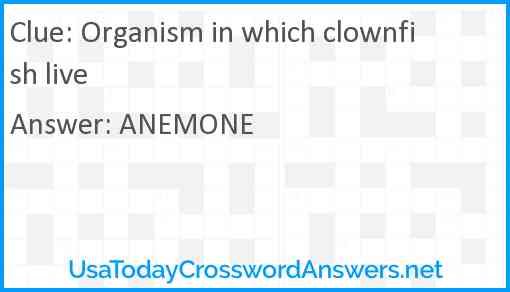 Organism in which clownfish live Answer