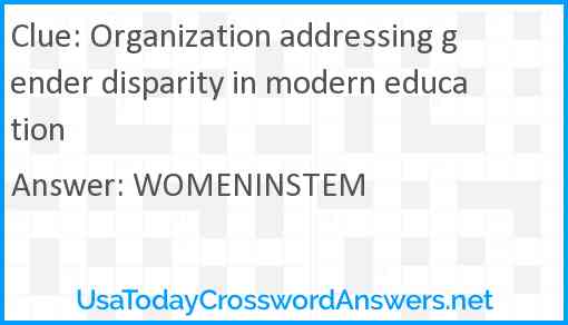 Organization addressing gender disparity in modern education Answer
