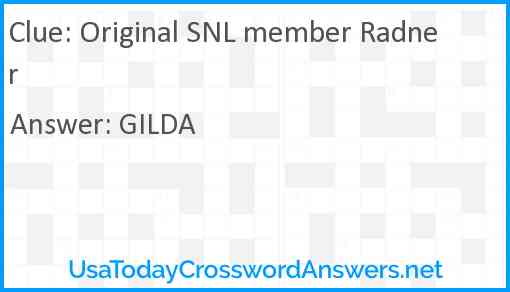 Original SNL member Radner Answer