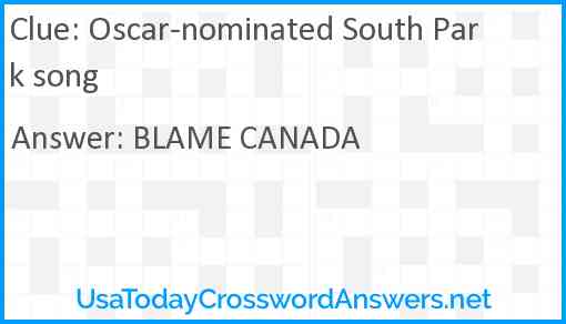 Oscar-nominated South Park song Answer